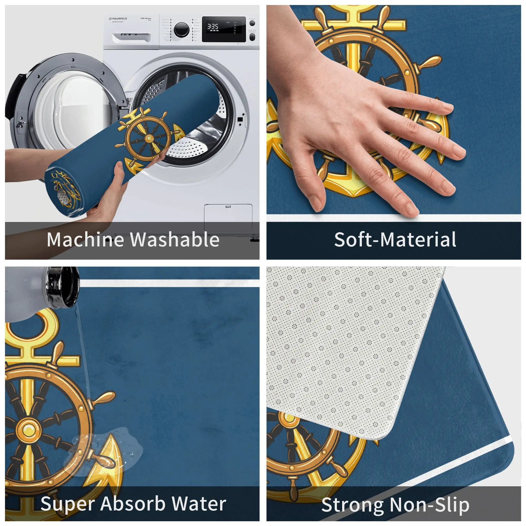 Морской моряк якорь коврик для двери Нескользящий коврик для ванной комнаты и кухни садовая гаражная дверь пол входной ковер коврик