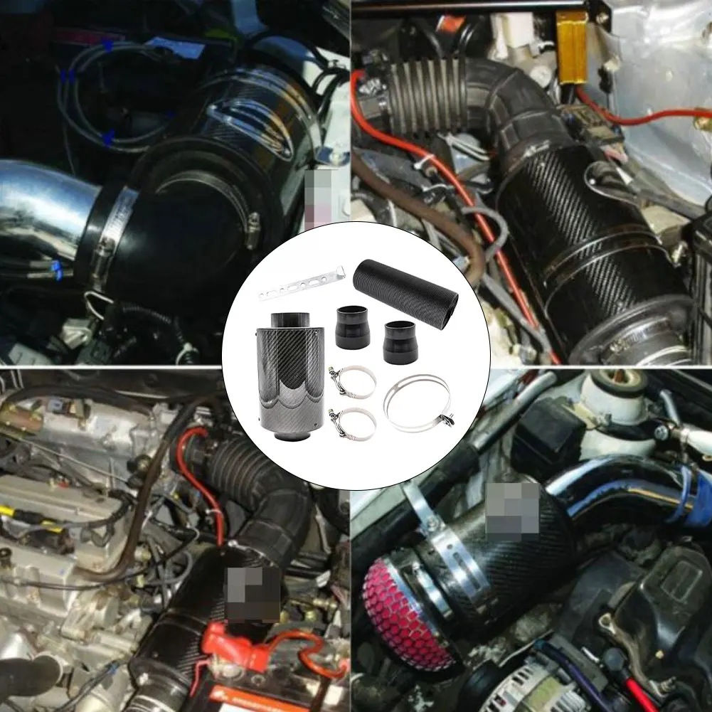Automotive Sport Air Filter Cold Air Intake Kit Featuring Carbon Fiber Intake System and Hose for Boosted Horsepower and Airflow