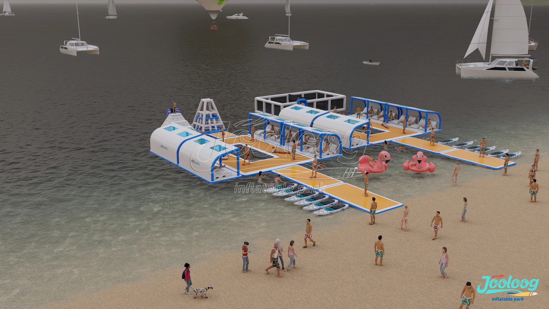 Promotional Event Large Size Seaside Resort Inflatable Island For Water Entertainment