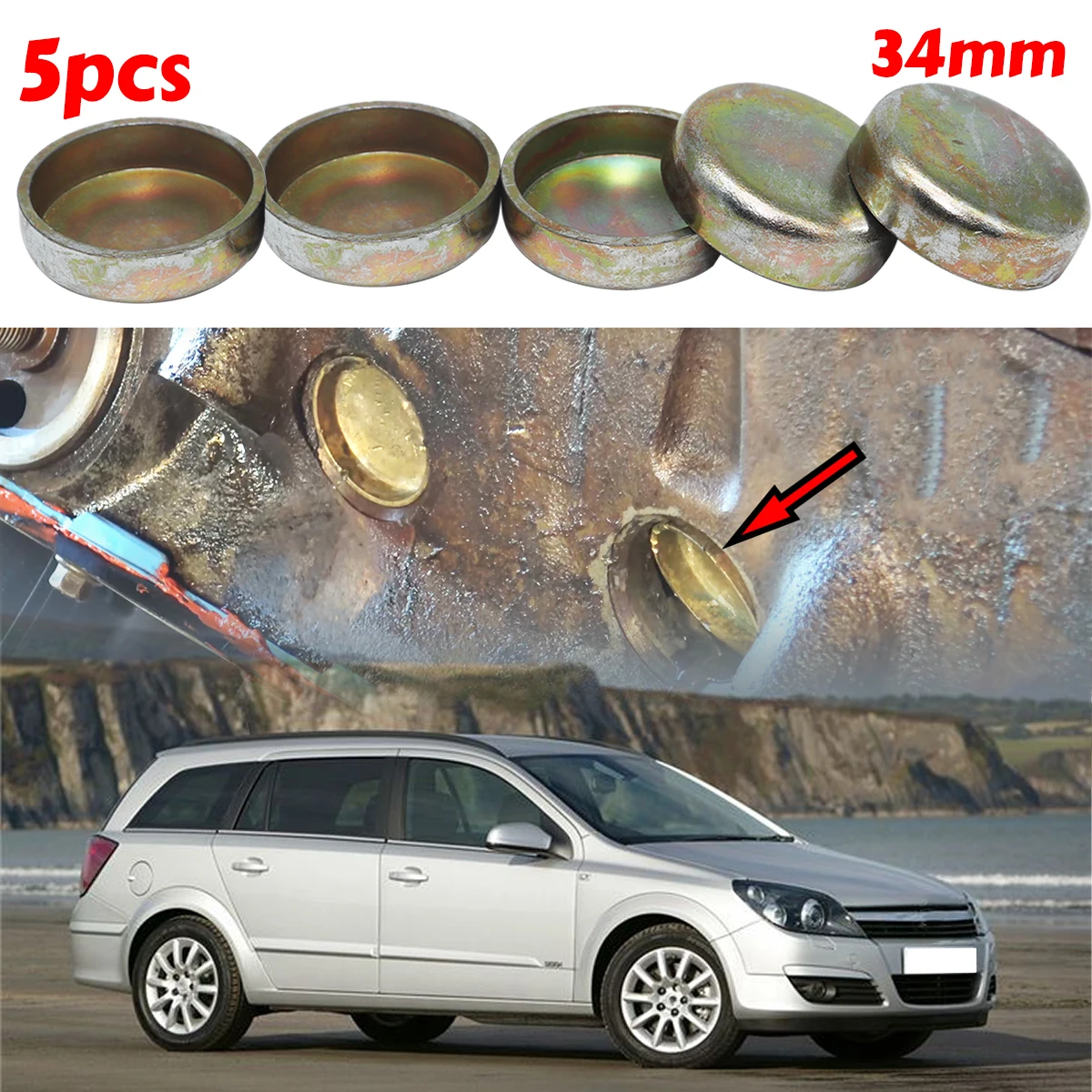 

5 шт. 34 мм заглушки сердечника двигателя, блок расширения, замораживающая головка блока цилиндров, морозная крышка 1,6 л, оцинкованная чашка для Opel Astra H J Insignia A