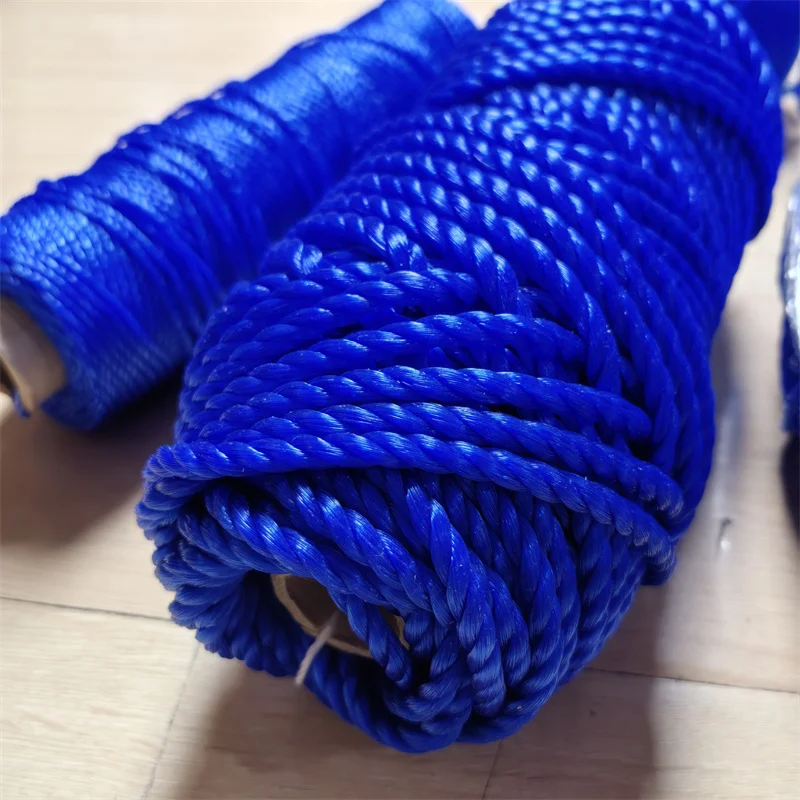 1/2/3/4/6mm Blue Polypropylene Plastic Rope, Suitable For Fruit Tree Traction, Fixing,Fence Binding, Clothesline Pulling Use