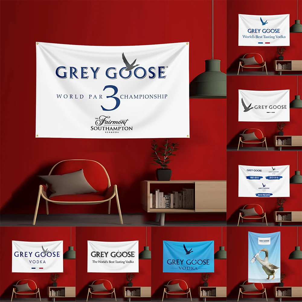

90X150CM G-grey gooses Vodkas Flag Polyester Printed Alcohol Wine Banner For Decorative garden beverage rum Beer Flag