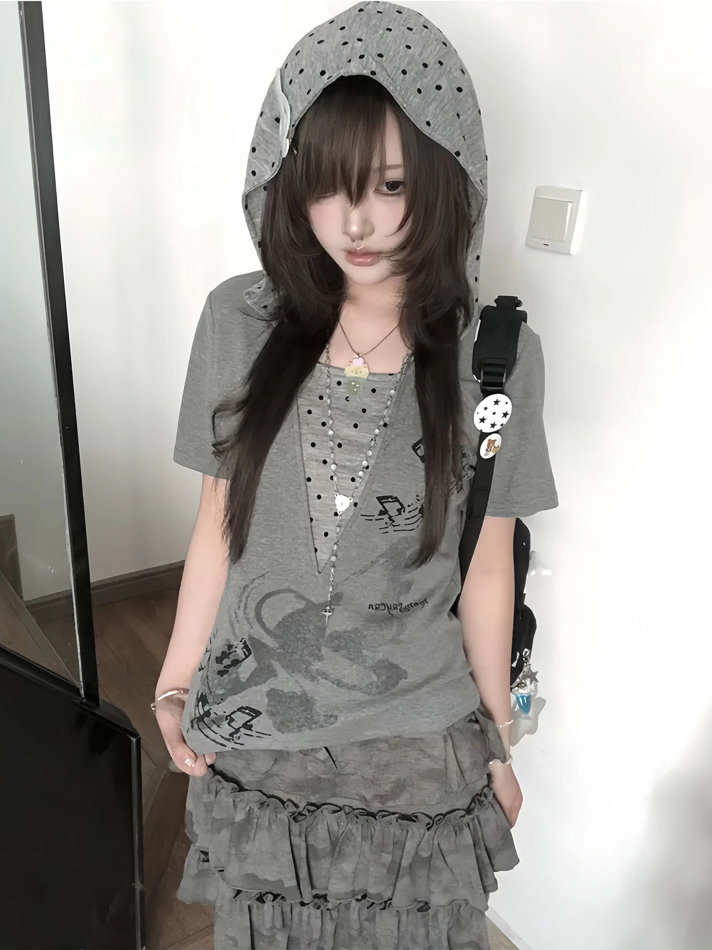 

Street Punk Style Women's Short Sleeve Hoodie T-Shirt Slim Fit Summer Fashion Y2K Vintage Hot Girl Top Casual Streetwear