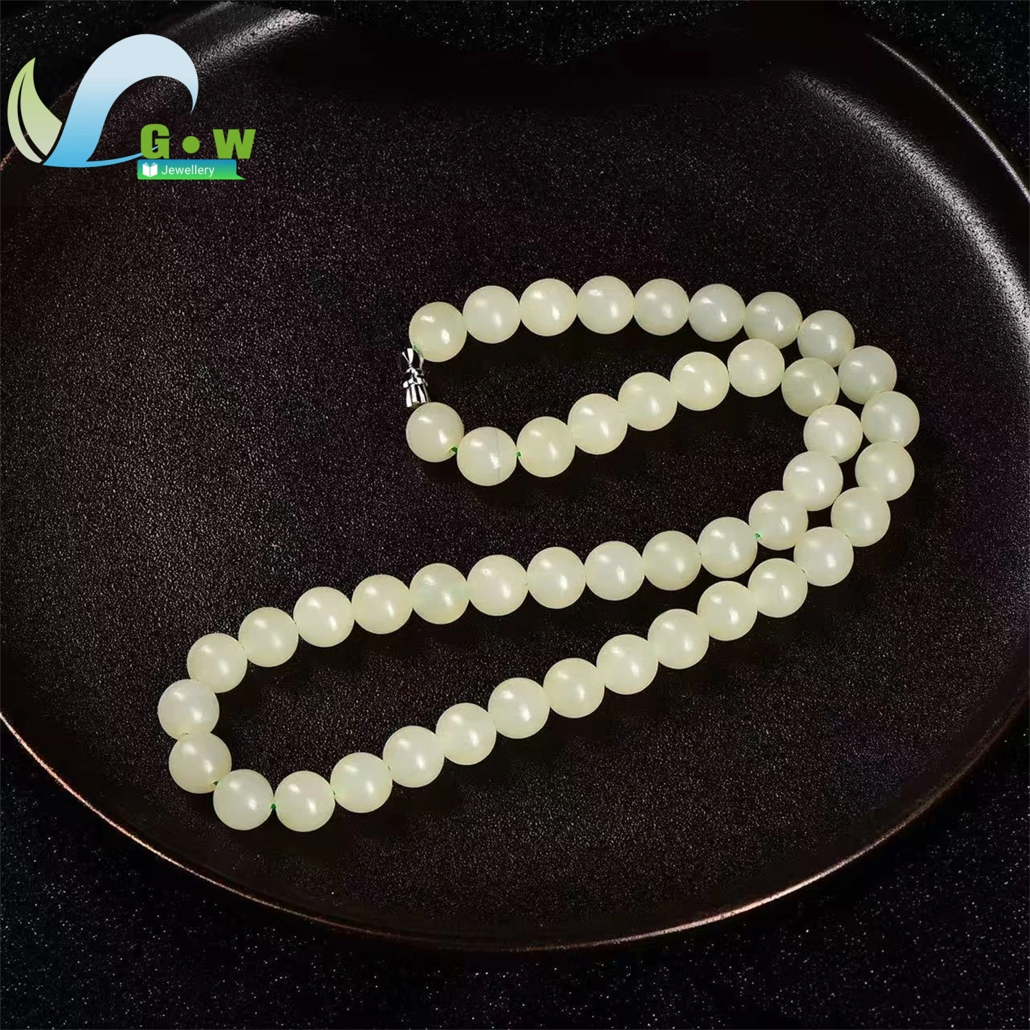 Natural Ruoqiang Yellow Hetian Jade Beads Necklace Even Color Uniform Round Bead String Minimalist Statement Choker Jewelry