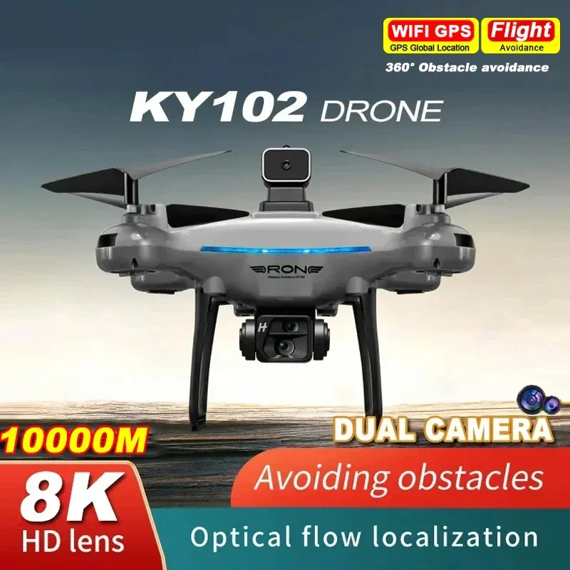 2024 New KY102 Drone Professional 8K HD Dual Camera Aerial 360 Obstacle Avoidance Optical Flow Four-Axis RC Aerocraft Drone Toy