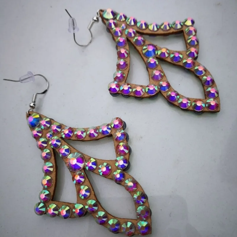 Personalizado completo diamante desempenho acessórios de dança do ventre água brincos diamante latino moderno desempenho competição brincos