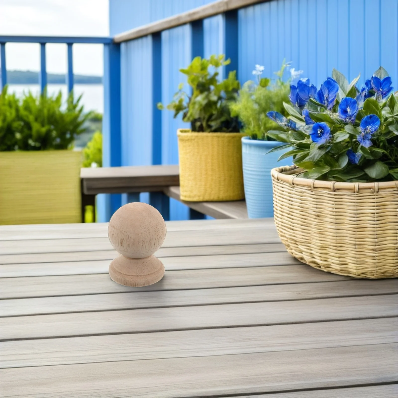 

Solid Hardwood Finial Unfinished Carved Ball Topper For Bed Post Staircase Fence Gate Dowel Rod End Cap Wooden Craft