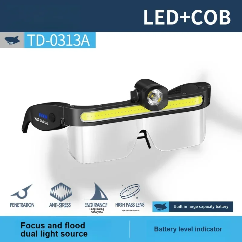 Dual Light Headlamp, Focus & Flood Beam Rechargeable Portable Dustproof Windproof LED Head Lamp for Work Lighting