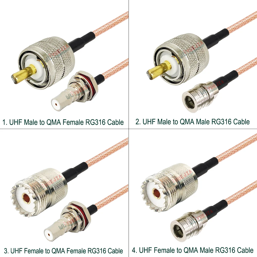 RG-316 Kabel Schot QMA Femae / QMA Male naar UHF Male of UHF Female Jack Adapter SO239 PL259 Connector 50-1.5 RF Coaxiale Kabel