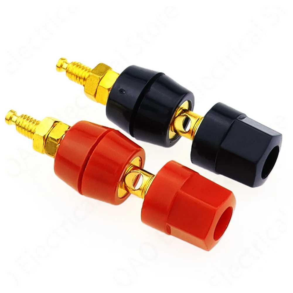 1 par de terminales (negro y rojo), conector rojo y negro, amplificador, poste de encuadernación, Conector de enchufe de altavoz Banana