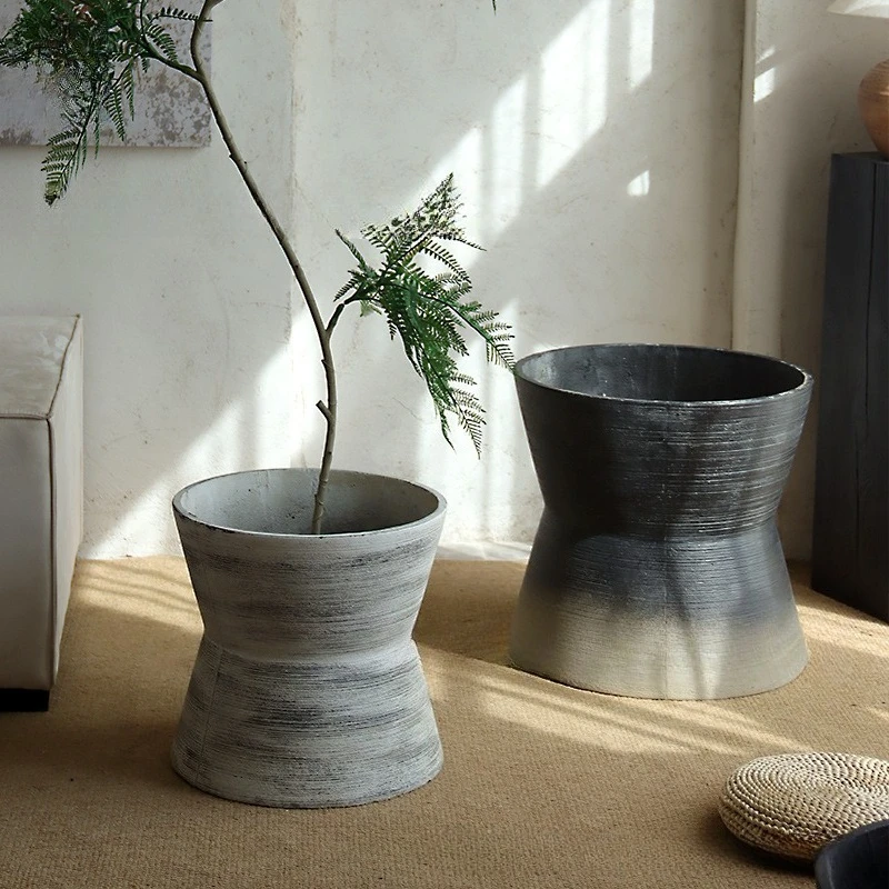 

Hourglass type creative cement planter indoor living room green plant pot hotel shopping mall sales office large green plant pla