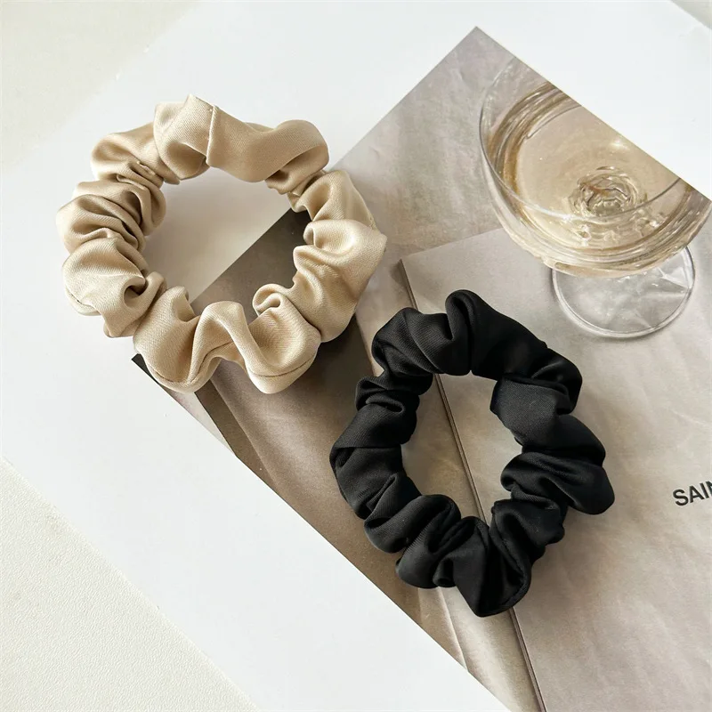 Solid Color Hair Accessories Scrunch Satin Silk Hair Scrunchies Black Hair Ties For Girls And Women Scrunchie