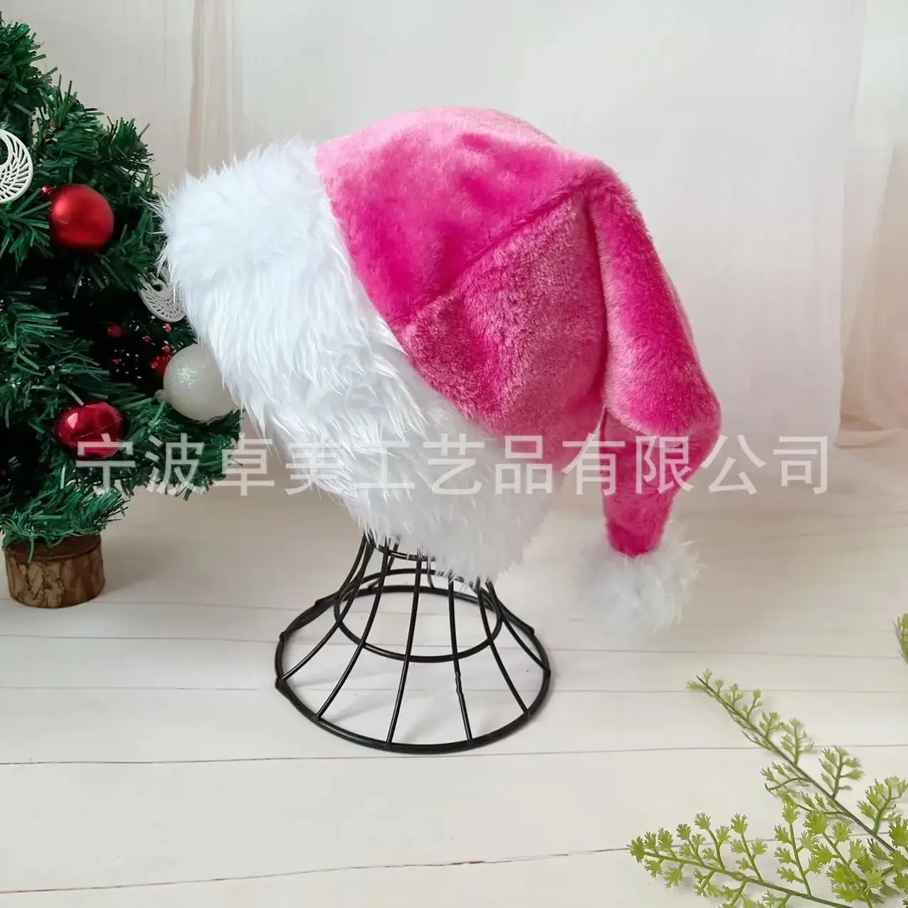 Cappello da Babbo Natale di Natale Cappello lungo rosa in peluche rosso nero per adulti e bambini Forniture per feste festive di Capodanno unisex 2025