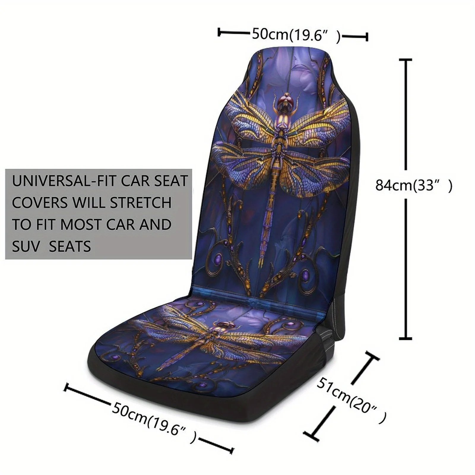 2pcs Car Seat Covers, Breathable And Non-Slip, Front Seat Covers, Fashionable Dragonfly Design