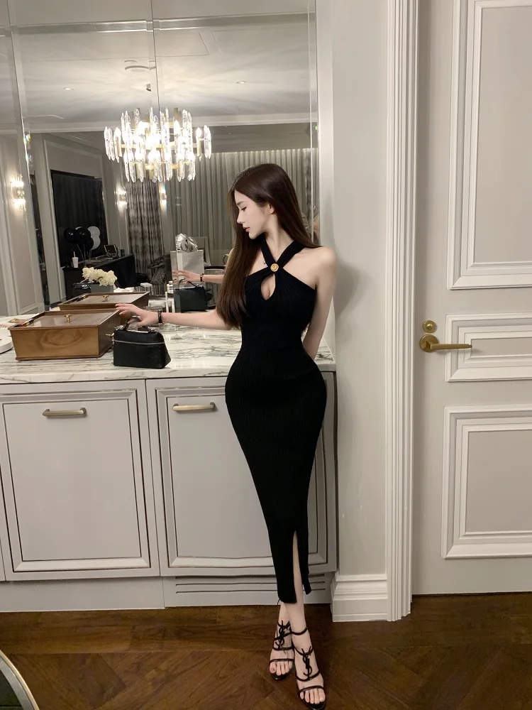 

Luna сексуальное трикотажное платье с вырезами, облегающая юбка средней длины с разрезом, Новое поступление, женская уличная эластичная трикотажная юбка без свека