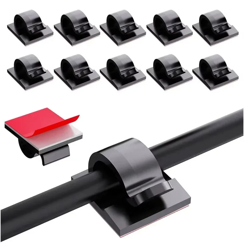 10-100Pcs Cable Organizer Self-adhesive Fixed Non-marking Wire Fixer Punch-free Desktop Car Office Wall Organizer Wire Clip