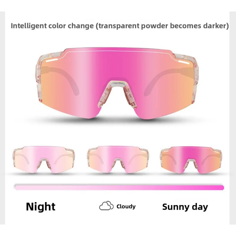 Photochromic Cycling Sunglasses with Myopia Insert PC Lens Adjustable Nose Pads for Road Bike Running Men Women Day Night