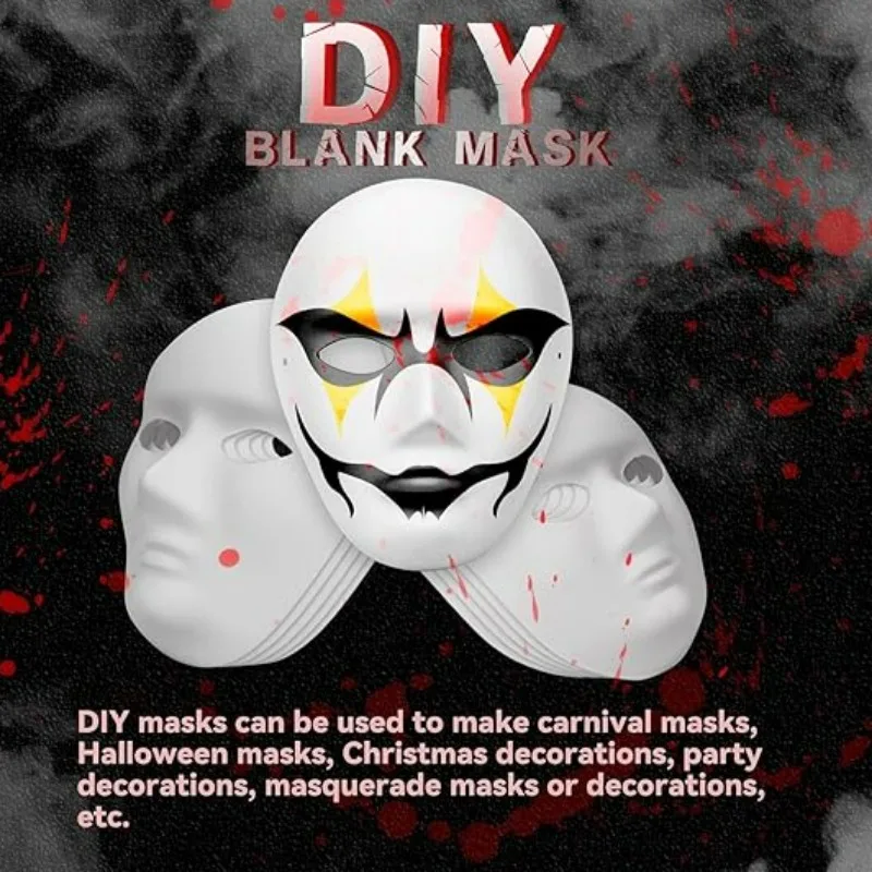 Halloween DIY masker meja cat Gratis kreasi kertas masker putih perayaan Festival pita elastis lukisan pigmen alat peraga wajah