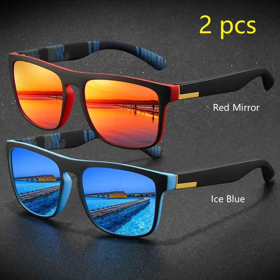 2-delige mode vintage vierkante sportzonnebril heren dames rijden vissen merk designer zonnebril retro man brillen UV400