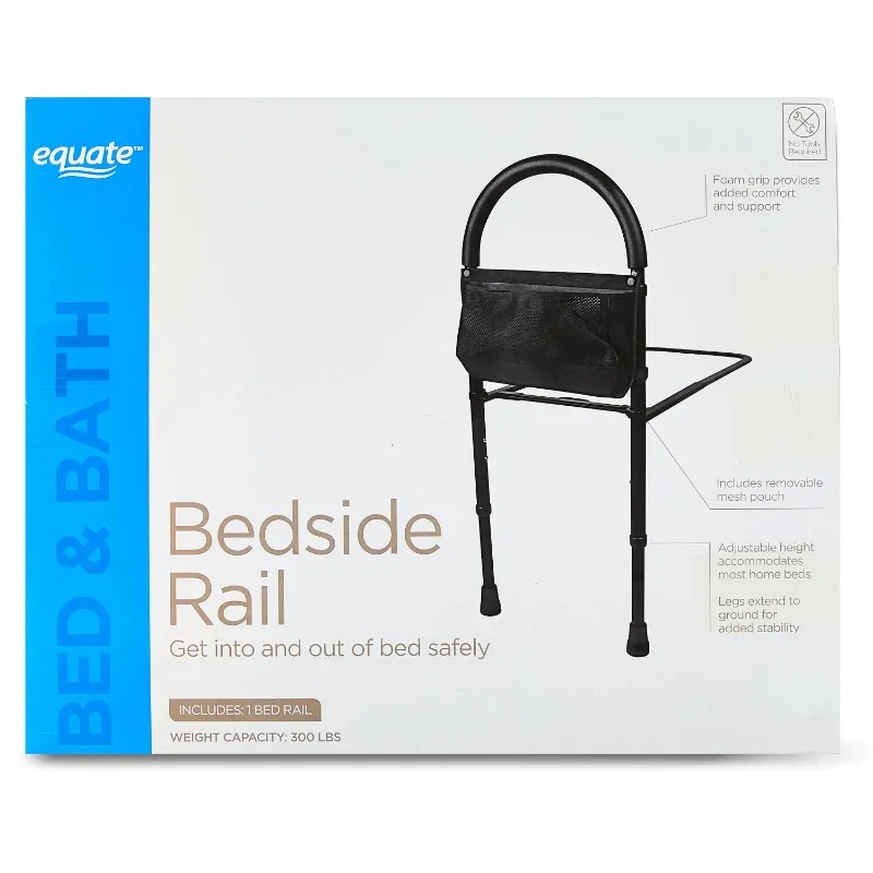 Rieles de seguridad de acero para cama de adultos para personas mayores y asistencia, color negro, capacidad de peso de 300 lb