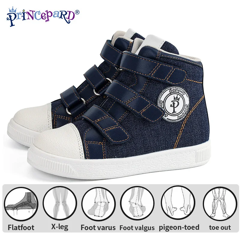 PRINCE PARD Orthopedic Denim Sneakers for Kids And Toddlers Corrective Shoes with Arch & Ankle Support for Clubfoot Foot Varus