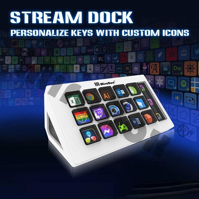 Mirabox 293S Stream Deck 10 LCDキー搭載 ライブコンソール ミニキーパッド Streamdeck デッキ ドック マクロパッド Stream Desk スタジオコントローラー
