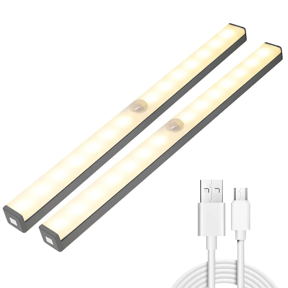 

2Pcs LED USB Rechargeable Human Body Induction Lamp Auto Off After 25S Eye Protection Soft Light Wardrobe Closet Hallway