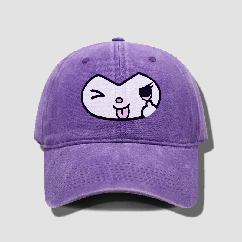 

Cute Kuromi Washed Retro Baseball Caps for Women Girl Hello Kitty Cotton Snapback Hats Outdoor Travel Peak Caps Hip Hop Dad Hat