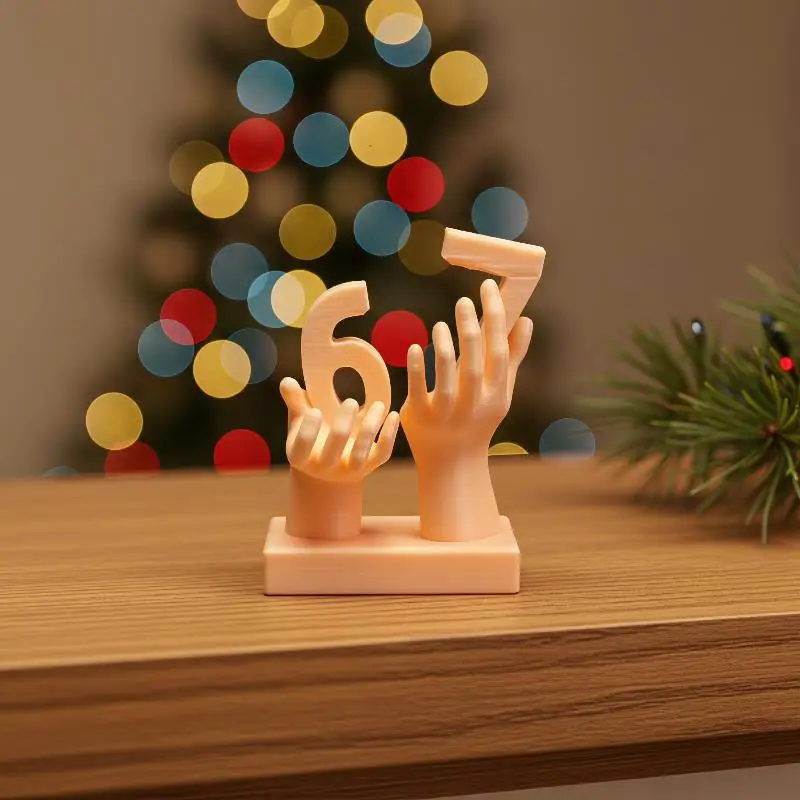 3D Printed 67 Hand Sculpture Minimalist Creative Design Smooth Finish Ornament for Desk Living Room Home Art Decor