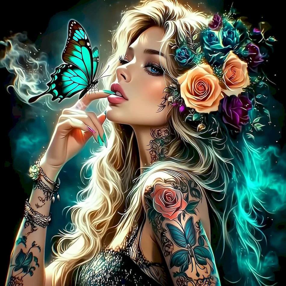 GATYZTORY 5D DIY Diamond Painting Complete Kit Butterfly Woman Full Square/Round Drill Diamonds For Picture Crafts Stitch Kits