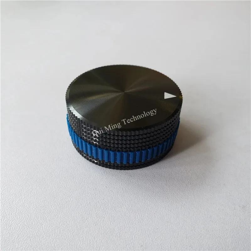 2pcs Aluminum Alloy Knob Black Lattice Potentiometer Rubber RingTriangle 40*18mm Slotted Encoder Amplifier Volume Switch Button