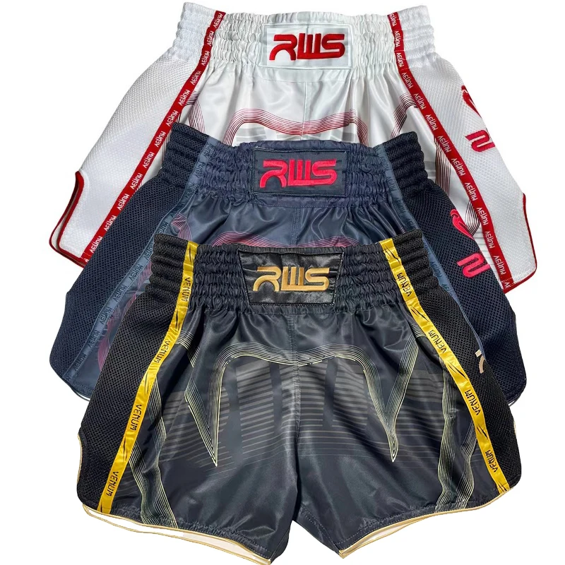 

Original MMA Training Muay Thai Gym Fighting Shorts Fitness Combat Sports Pants Embroidery Style Boxing Trunks