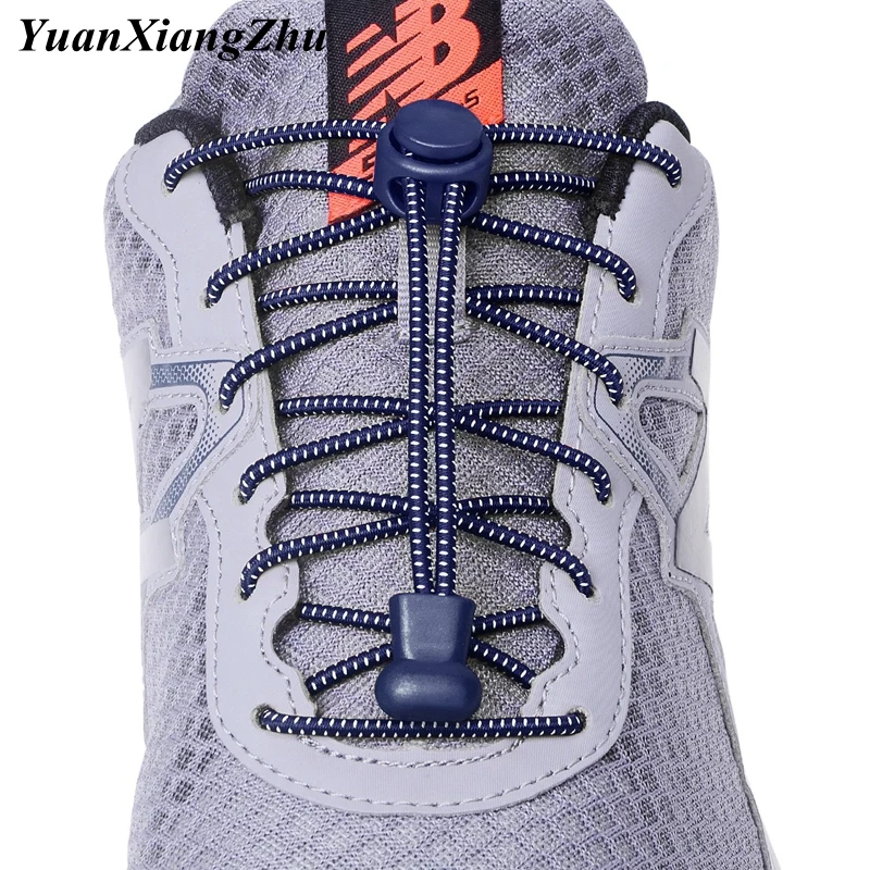 1Pair 22 Colors Elastic Shoelaces Round Locking No Tie Shoe Laces Kids Adult Quick Lazy Laces Rubber Sneakers Shoelace T1