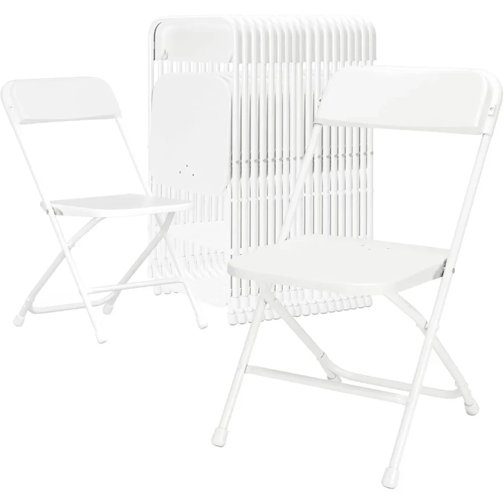

Folding Chairs 20 Pack,White Plastic Folding Chair for Indoor Outdoor,Portable Stackable Commercial Seat with Steel Frame 350lb.