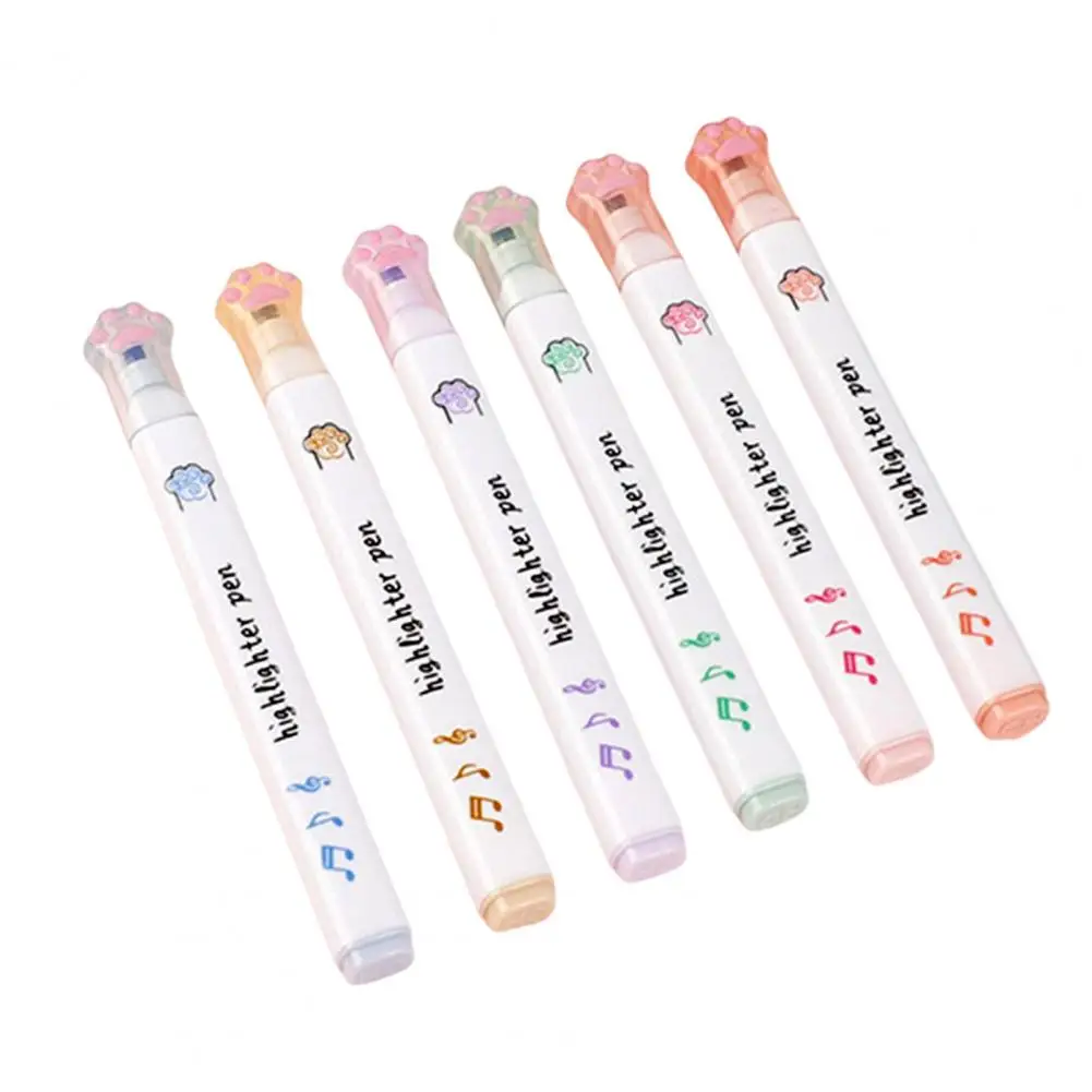 6Pcs Convenient Marker Pens Cat Paw Drawing Plastic Different Colors Graffiti Pens