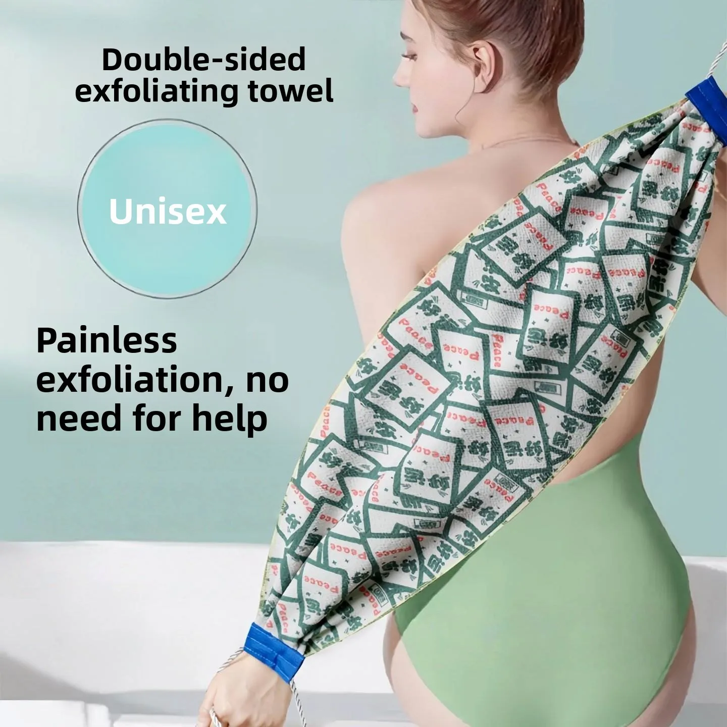 

Long Wide Bath Towel Exfoliating Tool Strong Durable for Men And Women Powerful Mud Scrubbing No Need to Ask for Help Ba Strip