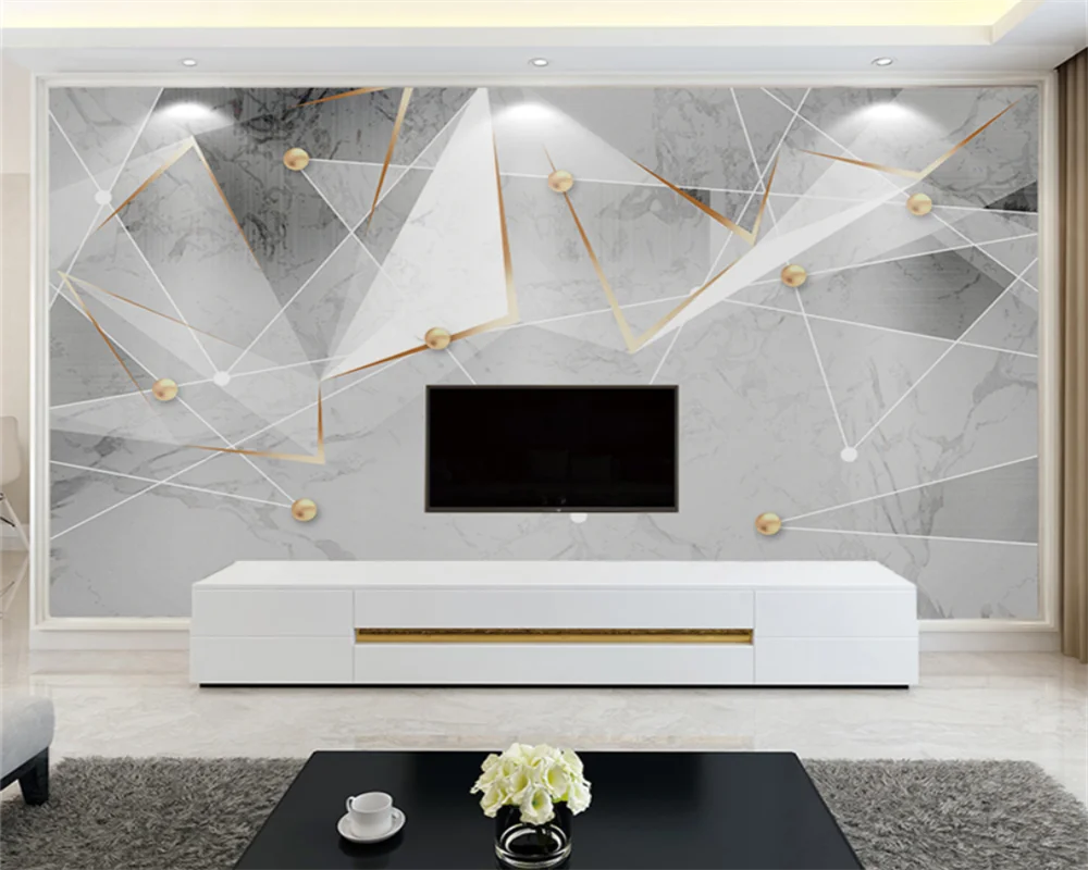 beibehang Custom TV new papel de parede background modern simple living room marble geometric lines light luxury wallpaper