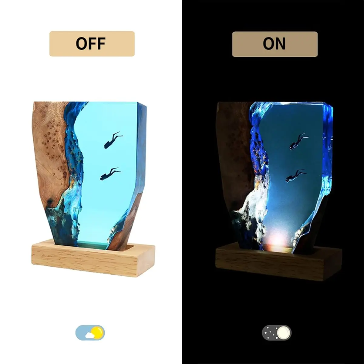 

Ночник N94R из смолы с LED-подсветкой в стиле океанских волн, ручной работы, деревянный, из смолы, настольная лампа, 3D-декор для офиса, спальни, комнаты