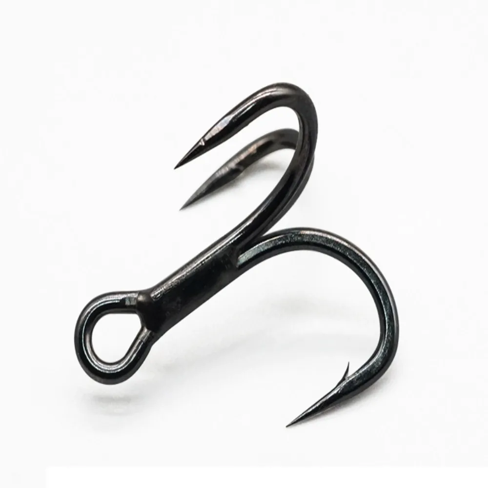 10Pcs Black 4X intensify anti-rust Super Sharp Fishhooks Treble Fishing Hooks High Carbon Steel Matte Tin Hooks Fishing Tackle