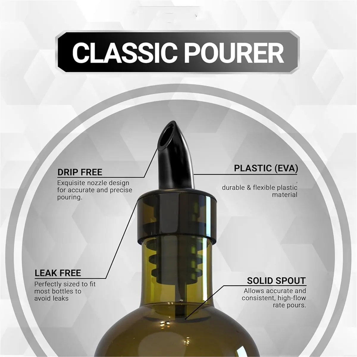 50 Piece Plastic Bottle Pourer - Versatile Drink and Alcohol Pourer Spout - Easy Install, , Professional Bar Tool
