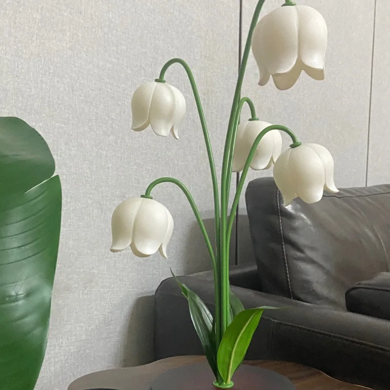 Creative Lily Valley Table Lamp Dome Lampshade Flexible Arm Adjustable AC Bedroom Bedside Lamp Night Light Valentine's Day G
