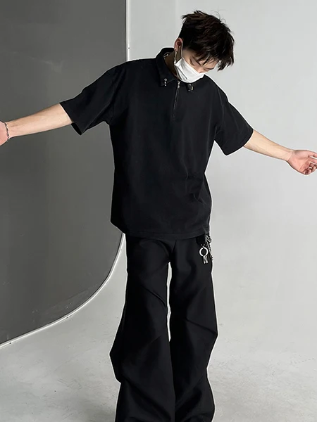 

American Sle Ice Silk Men's Summer Thin High Street Trend Pants Drapey Feel Loose Fit Long Trousers Casual Color