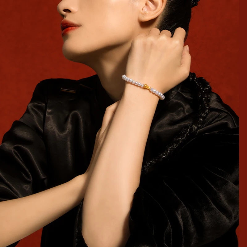 

Freshwater White Strong Luster Pearl Hand String Women Bracelet Wholesale Support For Mother's Day Gift