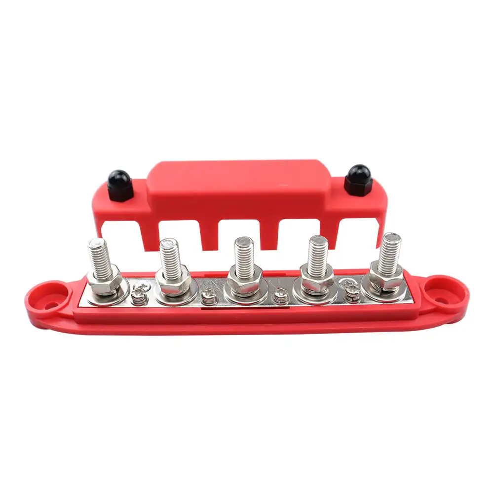 M8 5 Stud Power Distribution Block 300 Amp Rating BUSBAR With Cover Bus Bar For Car Boat Auto (1pc/2pcs)