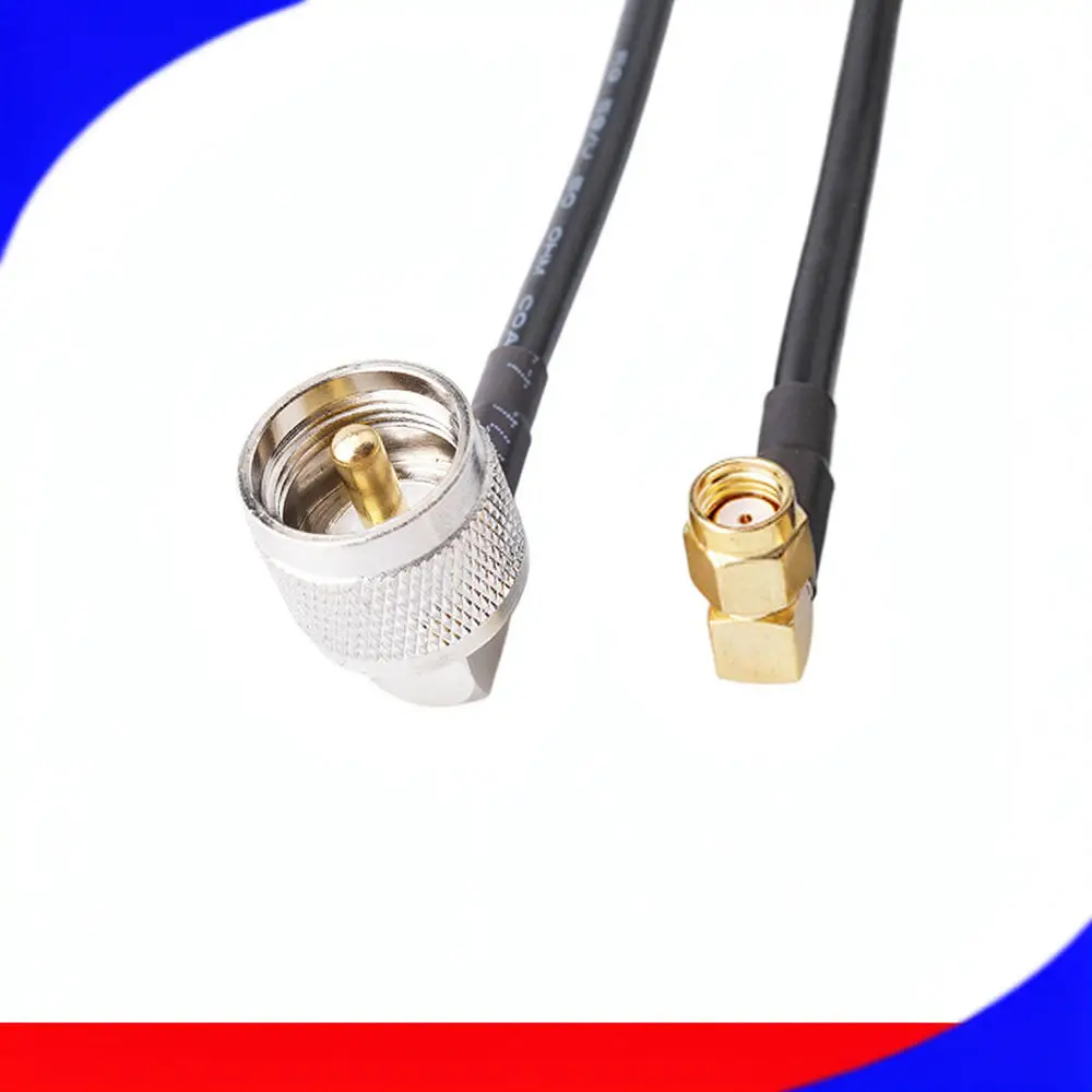 Coaxial RF Extension Cable UHF Female To SMA Male Right Angle Connector RG58 Radio Communication Signal Adapter Cord Wire