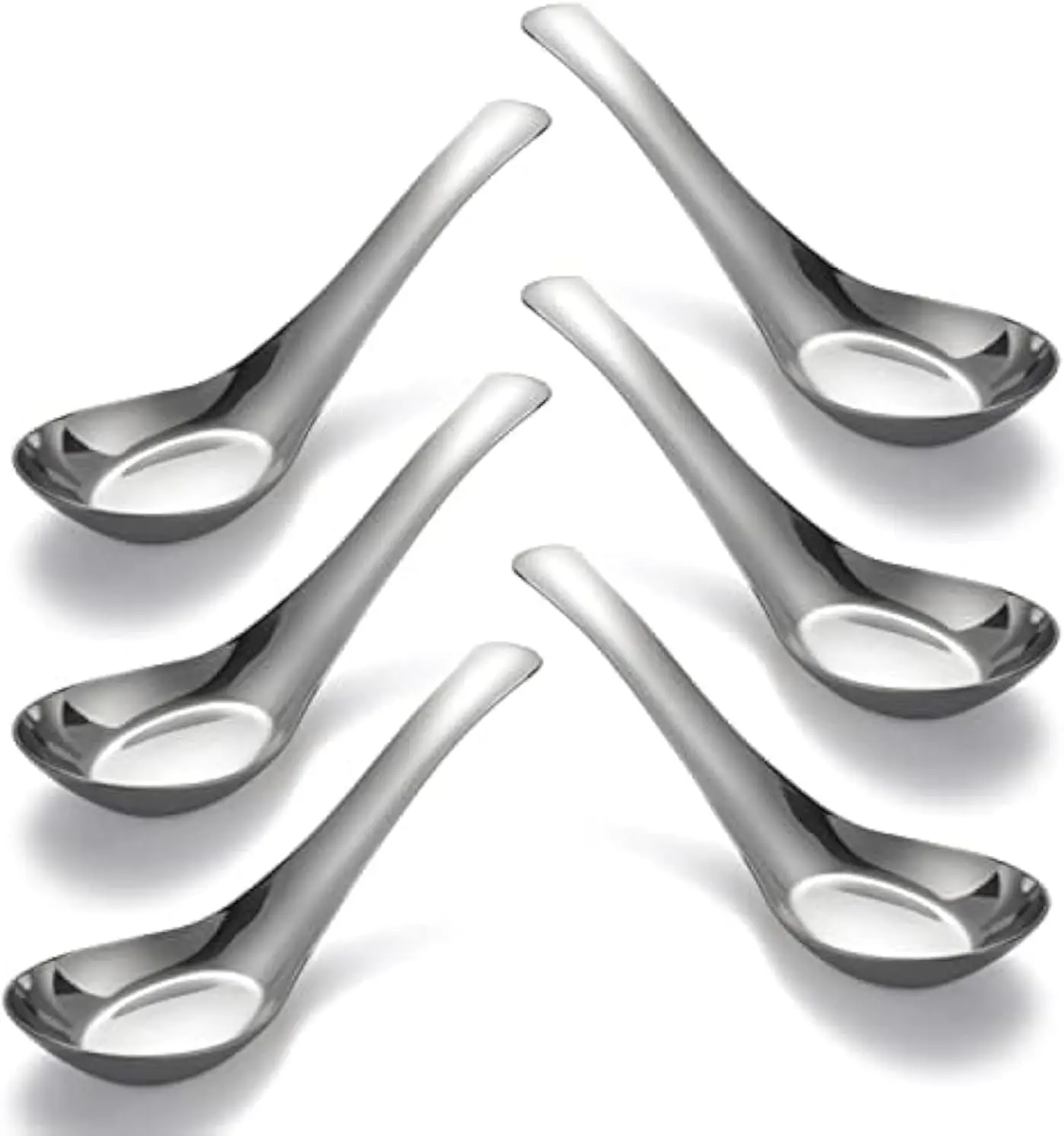 

410 Soup Spoons Stainless Steel Dinner Spoons Set of 6 Chinese Soup Spoon Mirror Polished Asian Soup Spoons for Bouillon