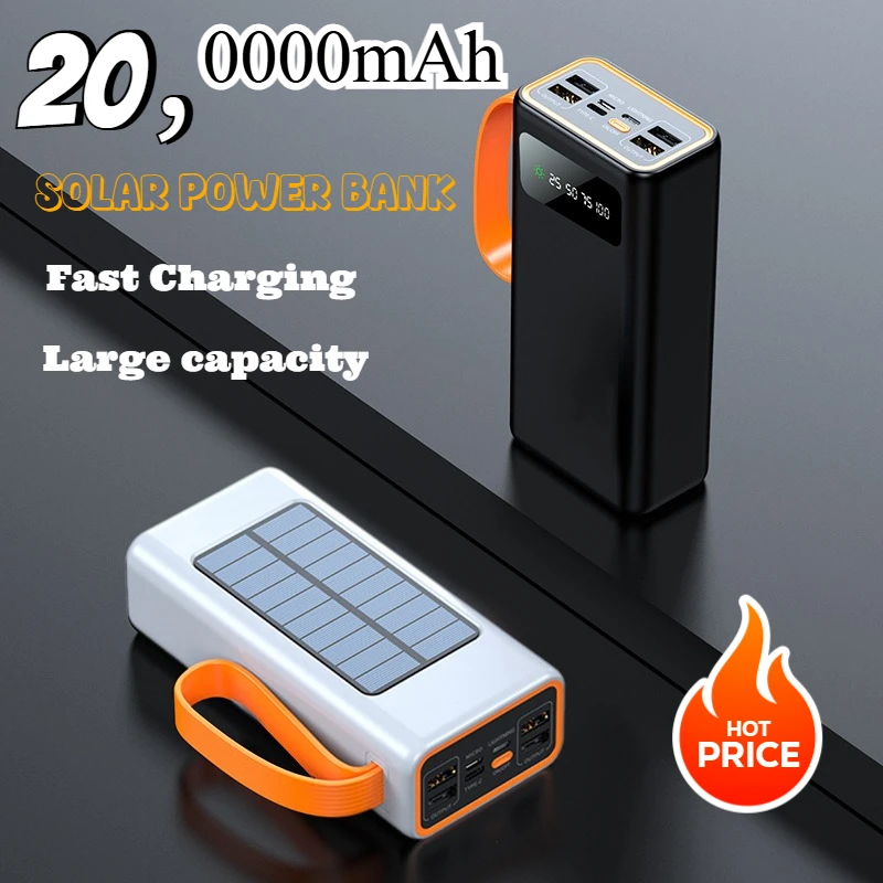 

200000mAh Solar Power Bank Fast Charging Portable Charger External Battery Large Capacity for IPhone Huawei Xiaomi Powerbank