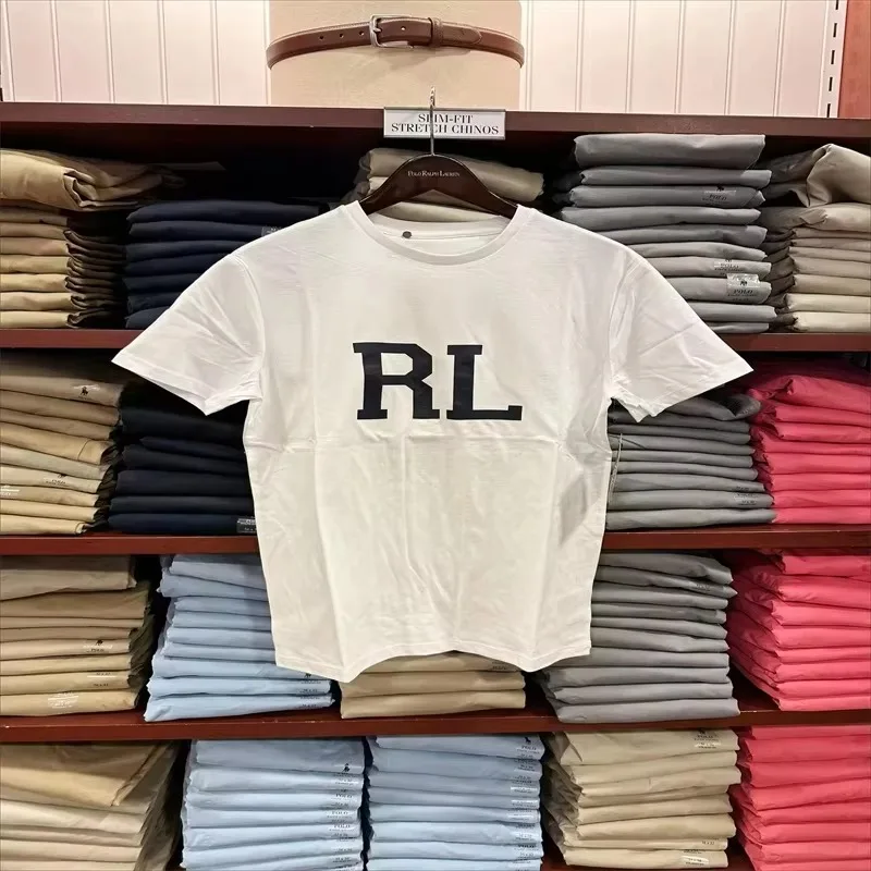 New 2026 Bold Monogram Block Letter Print T-shirt Men Women Oversized, Solid Color Minimalist Preppy Short Sleeve Top