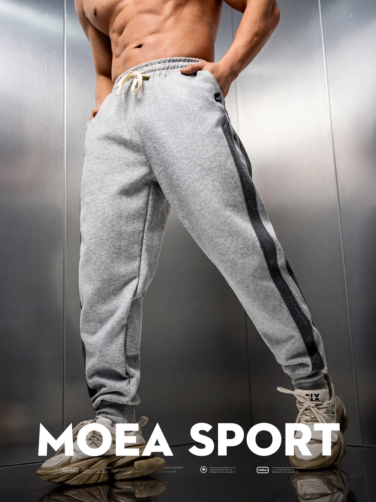 

Мужские повседневные спортивные брюки из американского хлопка с высокой талией, в полоску, для бега и города