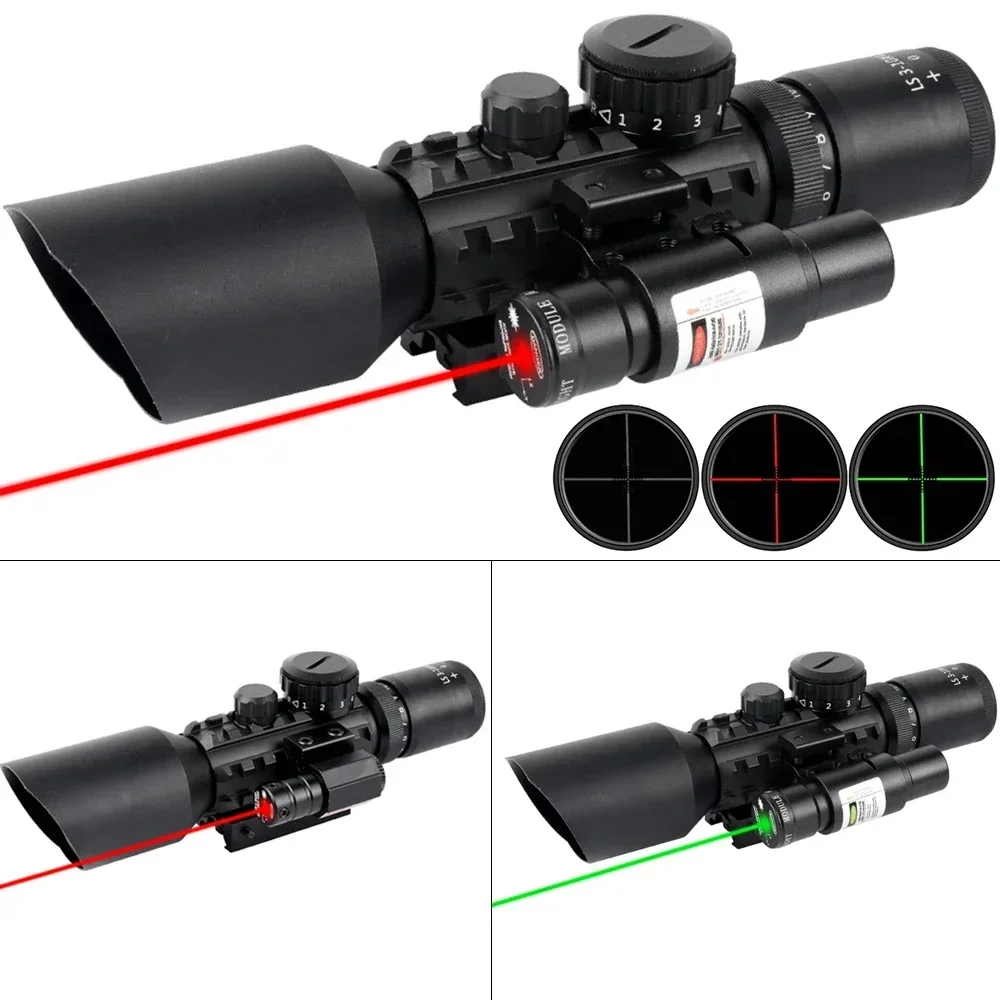 3-10X42E Tactical Hunting Rifle Sight Outdoor Long Range Red/Green Rifle Scope Optical Reflex Riflescope Telescope Accessory